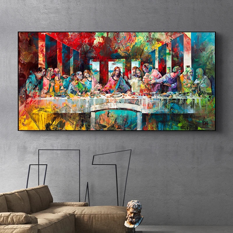 

Graffiti Art Last Supper By Da Vinci Canvas Art Paintings Reproductions Classical Wall Art Christian Canvas Print for Home Decor