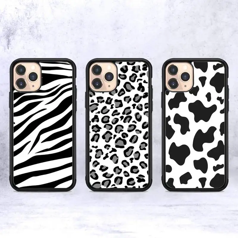 

Black and white Cow zebra texture Phone Case Silicone PC+TPU Case for iPhone 11 12 13 Pro Max 8 7 6 Plus X SE XR Hard Fundas