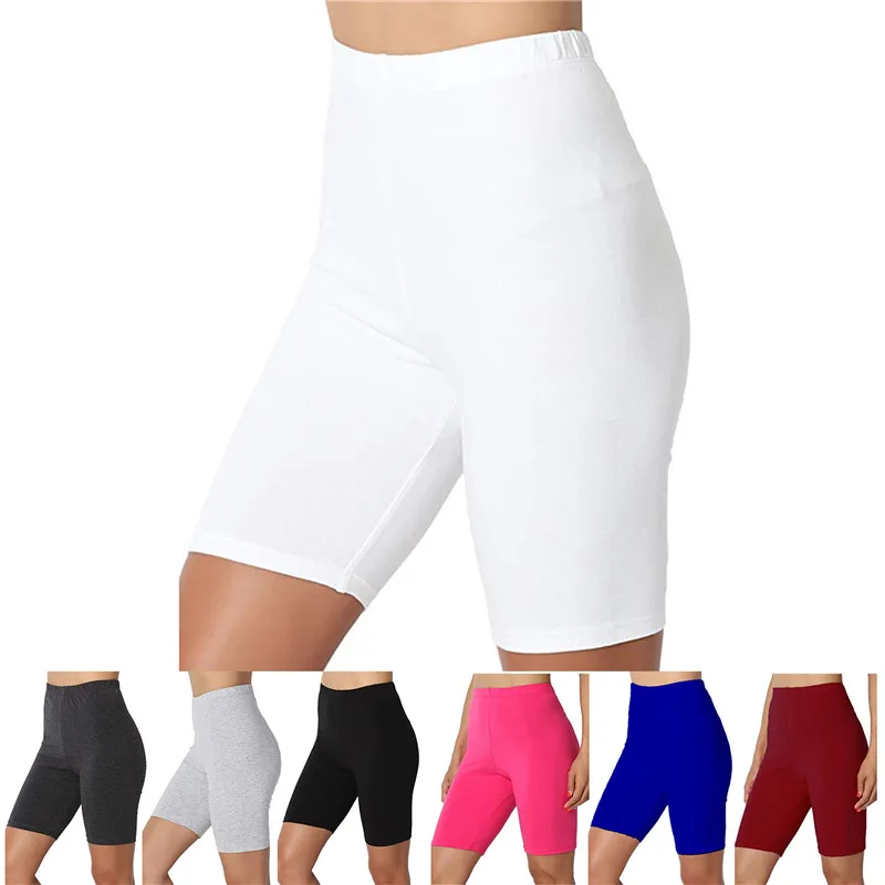 2023 Women Elastic Shorts Casual High Waist Tight Fitness Slim Skinny  Bottoms Summer Solid Sexy White Black Cycling Shorts - купить по выгодной  цене | AliExpress