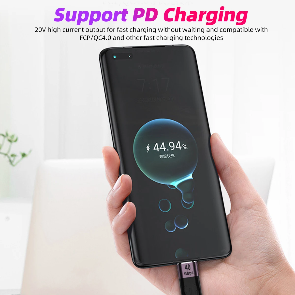 Кабель для передачи данных PD 100 Вт 5A USB 4 0 Gen3 кабель быстрой зарядки C на Type Thunderbolt 3 4K