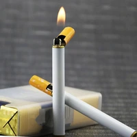 metal cigarette shaped lighter outdoor open flame pocket size mini butane gas lighter direct mounted grinding wheel lighter
