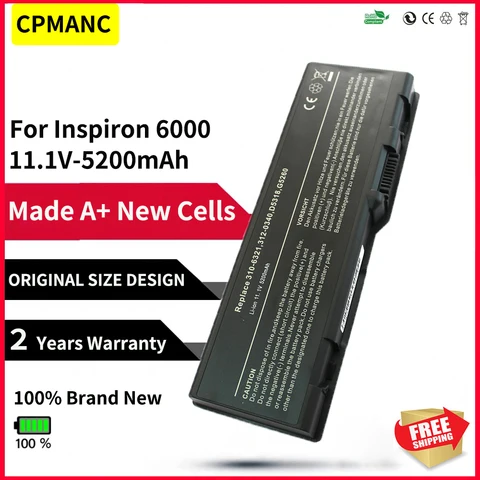 Аккумулятор CPMANC для ноутбука Dell Inspiron 6000 9200 9300 9400 E1705 XPS M170 YF976 Y4504 F5132 312-0340 312-0348 312-0349
