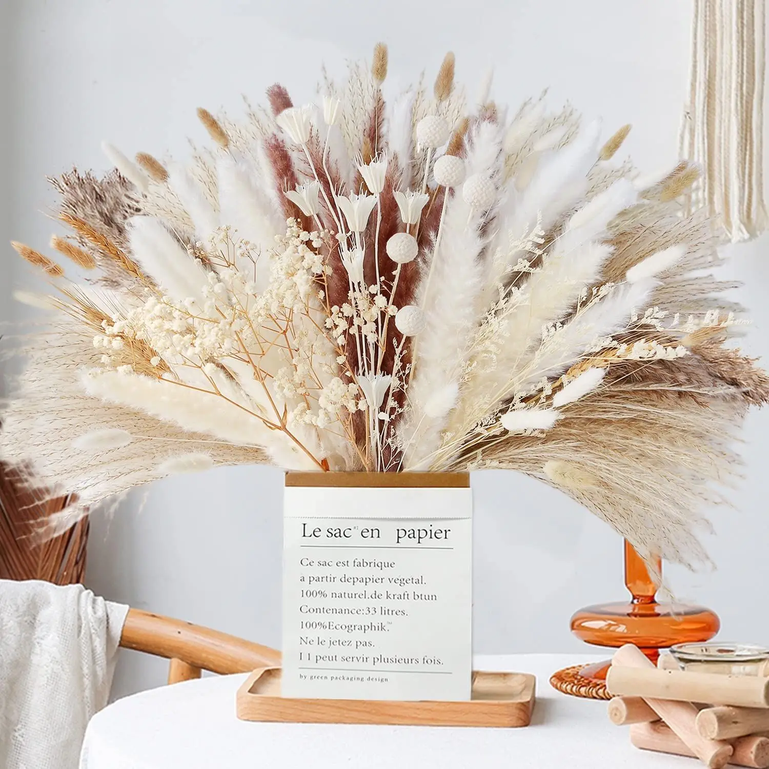 

Natural Dekoration Pampas Grass Bouquet Boho Home Decor Phragmites Dried Flowers For Wedding Ramadan Decoration Chambre