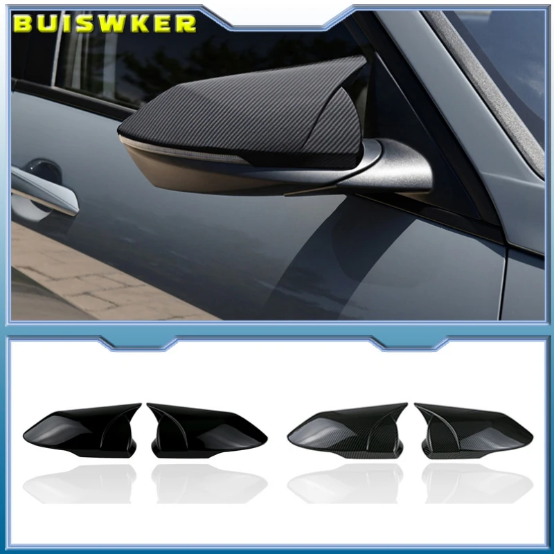 

ABS rearview mirror protective shell, bright black decorative horn design exterior for Hyundai Elantra Avante CN7 2021