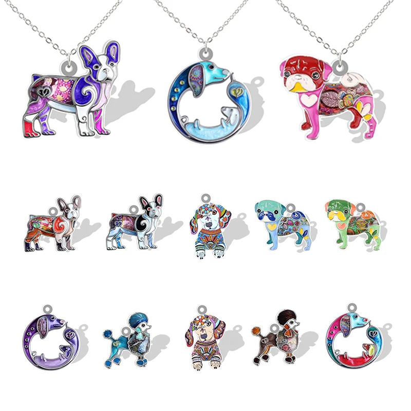 

Various Dogs Pictures Acrylic Sheets Pendant Long Chain Necklaces 2022 Men's Pet Jewelry For New Year Resin Gift 1PCS QDW287