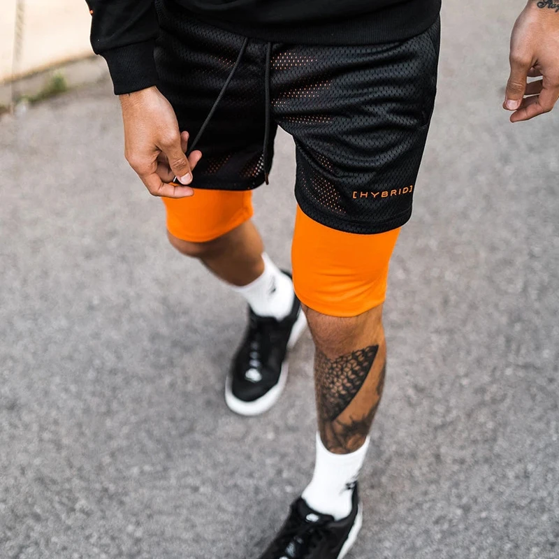 Men 2 in 1 Running Shorts Jogging Gym Fitness Training Quick Dry Beach Short Pants Male Summer Sports Workout Bottoms Clothing