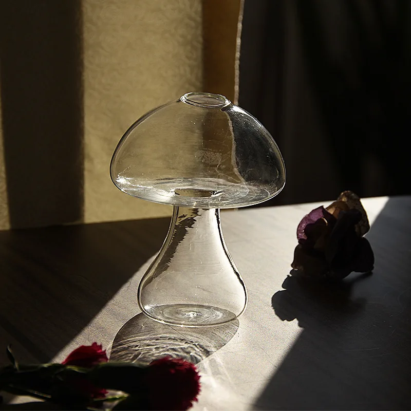 

Creative Glass Candle Holder Cute Mushroom Shape Glass Flower Vase Hydroponic Plant Pot