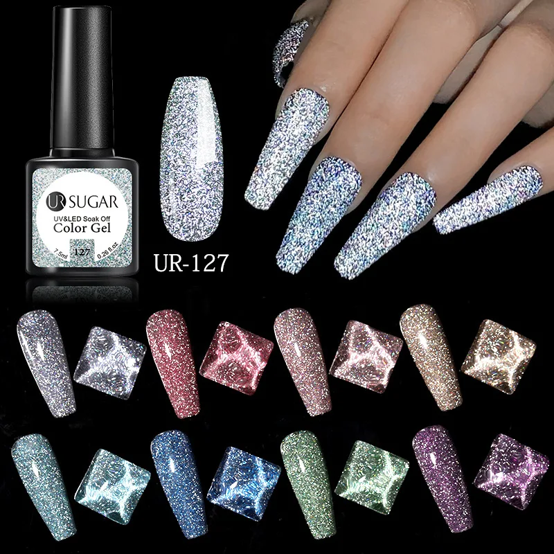 

UR SUGAR Reflective Glitter Colorful Gel Polish Soak Off Nail Gel Varnish UV LED