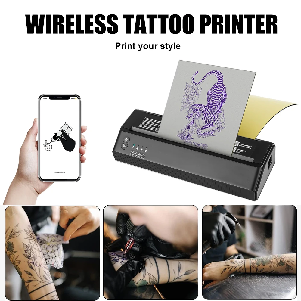 Портативный Беспроводной Принтер Для Татуировок Термосумка USB Мобильная Машина