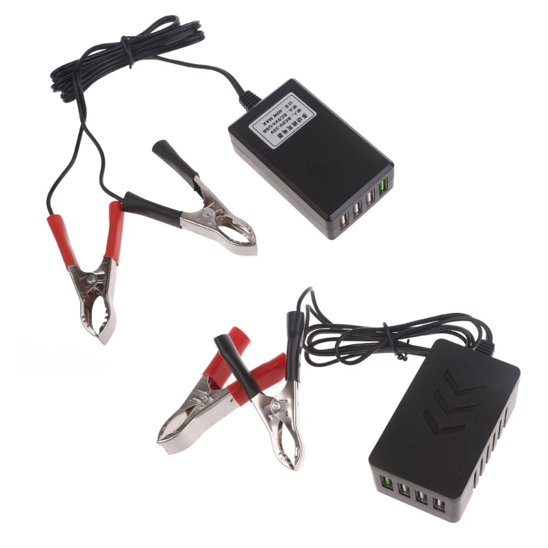 

L43D Portable 12V/24V To 5V 4-Port USB With Battery Clip For Phone Tablets