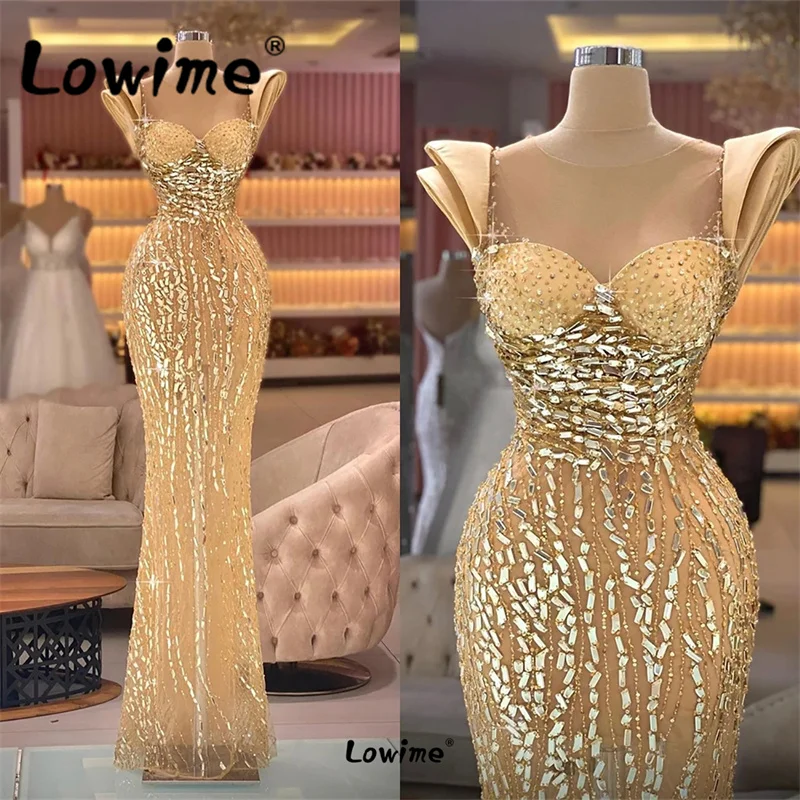 

2023 Crystal Beaded Evening Dresses Capped Sleeve Long Celebrity Dress Mermaid Arabic Dubai Women Evening Gowns Party Dress Robe