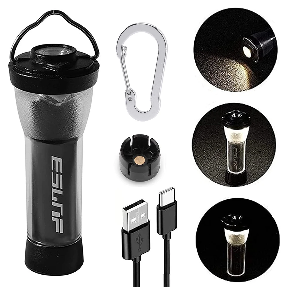 

Led Emergency Flashlight with Carabiner Camping Atmosphere Lamp Adjustable Lighthouse Flashlights USB Charging Outdoor Equipment
