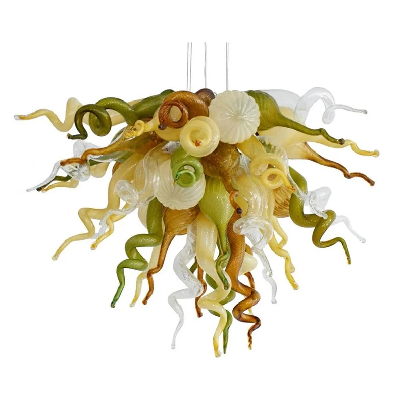 

Постмодернистские люстры зеленого цвета, креативный Домашний Светильник 24 дюйма, купольная Подвесная лампа из муранского стекла для гостиной, кухни