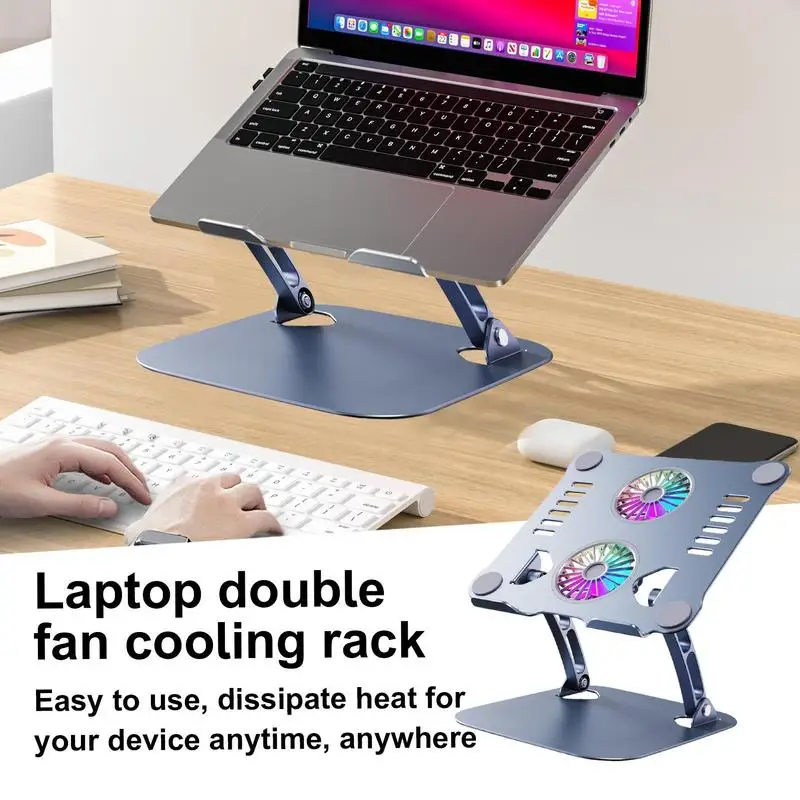 ewka z wentylatorem Metalowa podstawka chłodząca do laptopa Chłodnica Ergonomiczna składana podnoszona podkładka podwójnym