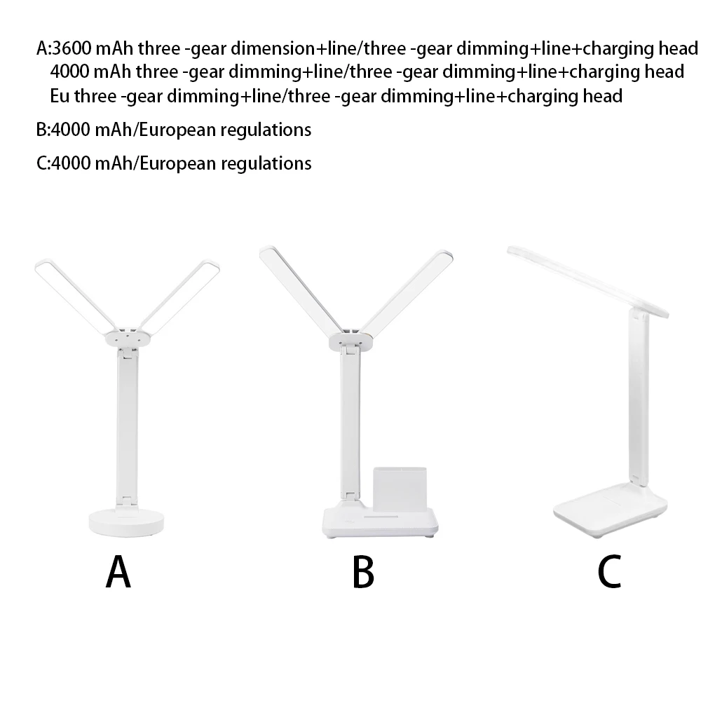 

ABS Table LED Lamp 180 Degree Adjustable 3 Gear Lighting Eye Caring Office Dorm Working USB Interface Desk Light Type 2