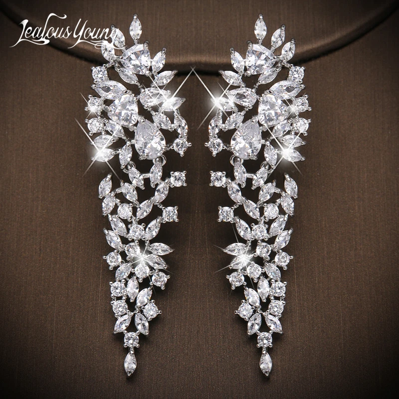 

Luxury Waterdrop Full Big Cubic Zircon Dangle Drop Earrings for Women Fashion Wedding Jewelry Gift