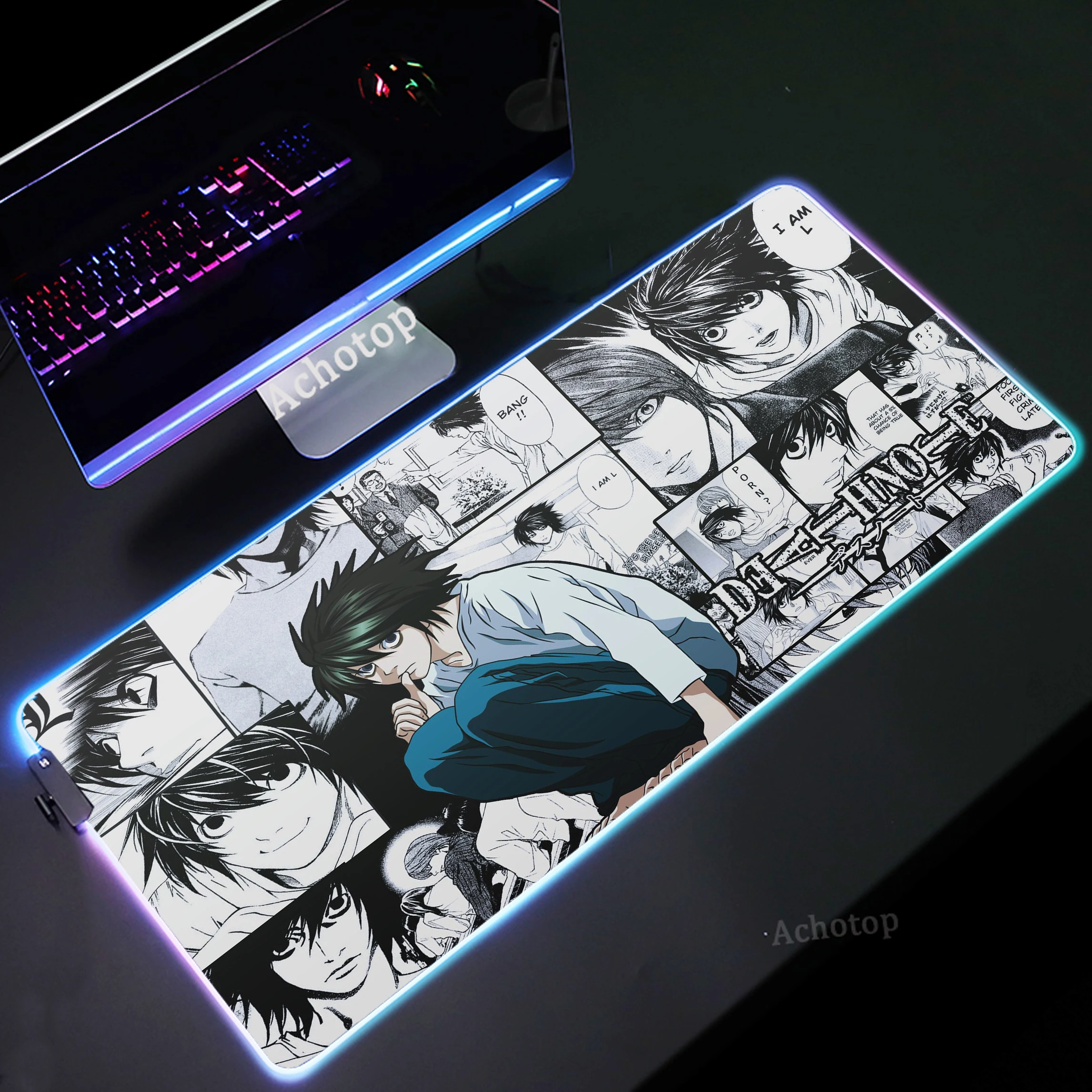 

Death Note Mouse Mat RGB Computer Gaming Accessories Mousepad XXL LED Luminous Keyboard Pads Natural Rubber Desktop Mouse Pad