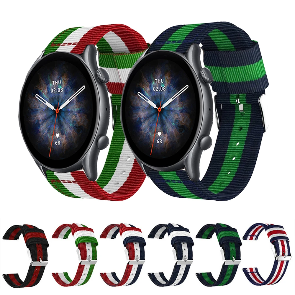 

Ремешок нейлоновый для смарт-часов Amazfit GTR 3 и 3 Pro, сменный спортивный браслет для Amazfit GTR 2 2E/Pace Stratos 2 2S 3, 22 мм
