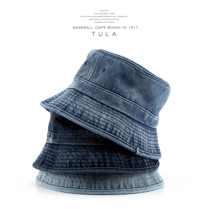 

GQILYYBZ Sports Leisure Women Washed Denim Pot Hat Japanese Fashion Trend Outdoor Sunscreen Fisherman Bucket Hat
