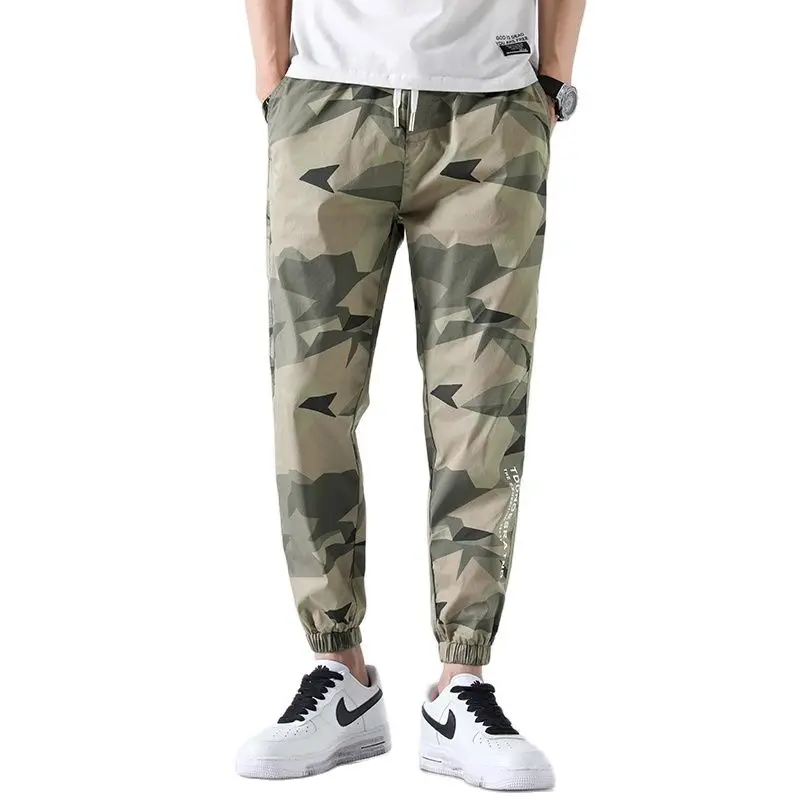 

Spring And Autumn Thin Camo Overalls Men's Feet Loose Nine Casual Pants New Fashion Brand Harlan Pants Small Legs Overalls