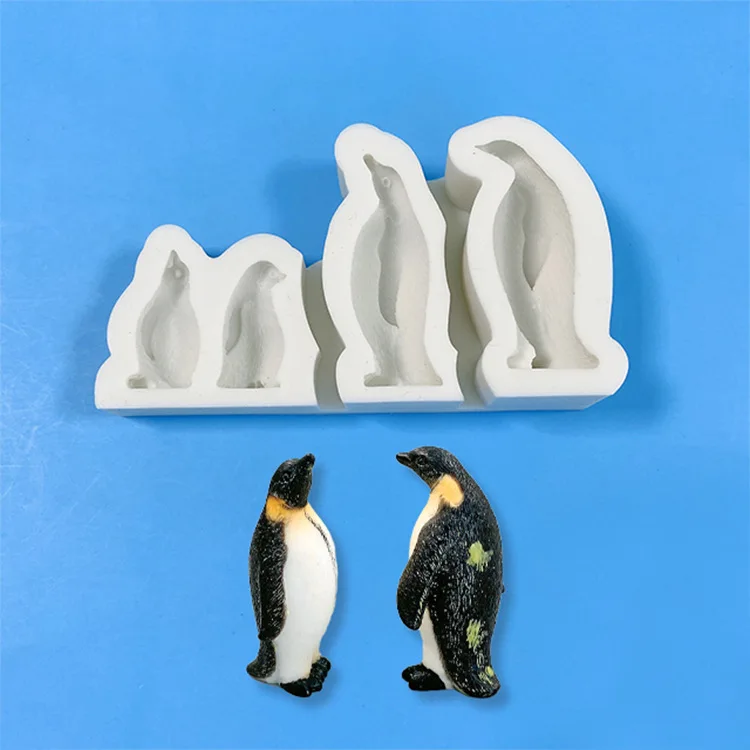 

Original Antarctic Little Penguin Foggy Drop Glue Decorative Silicone Mold Four Penguin Chocolate Baking Fondant Mold Cake Decor