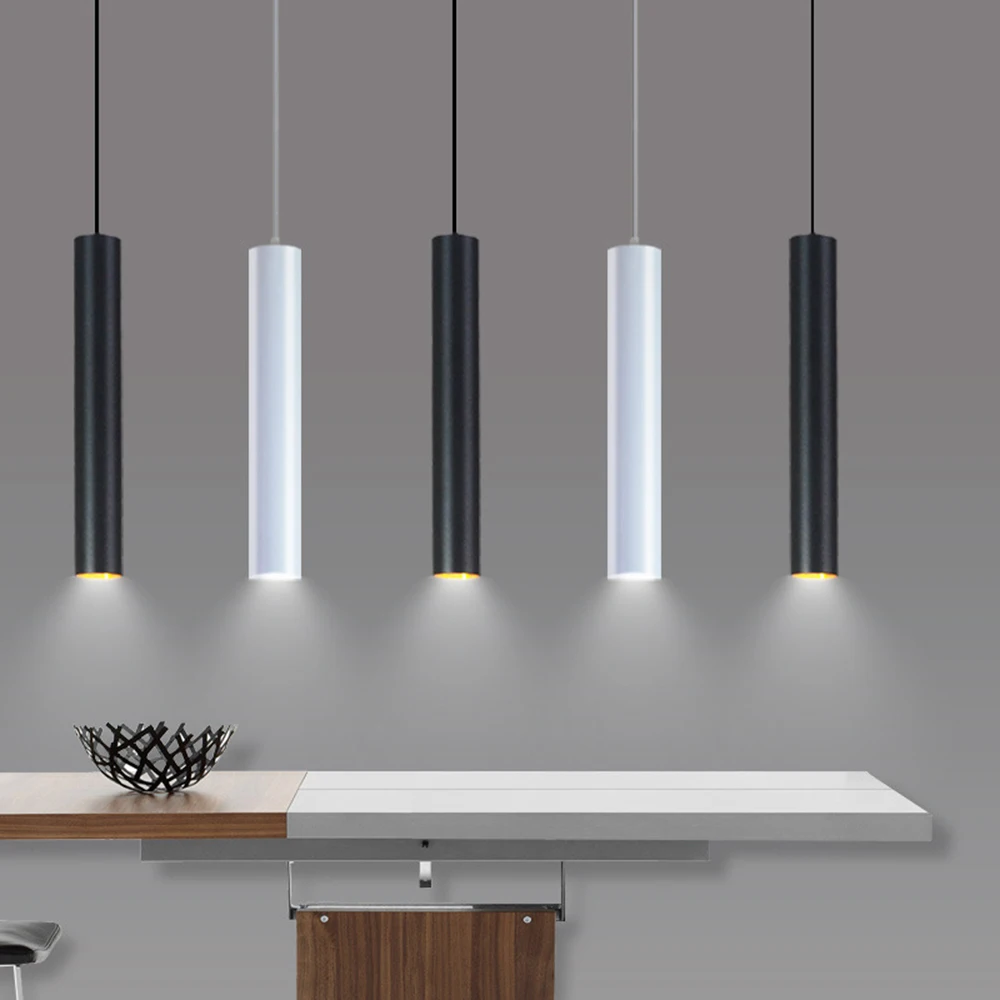 

Modern LED Long Tube Pendant Lights Minimalist droplight Restaurant/Dinning Room/Bar Cylindrical Pendant Lamps Kitchen hang lamp