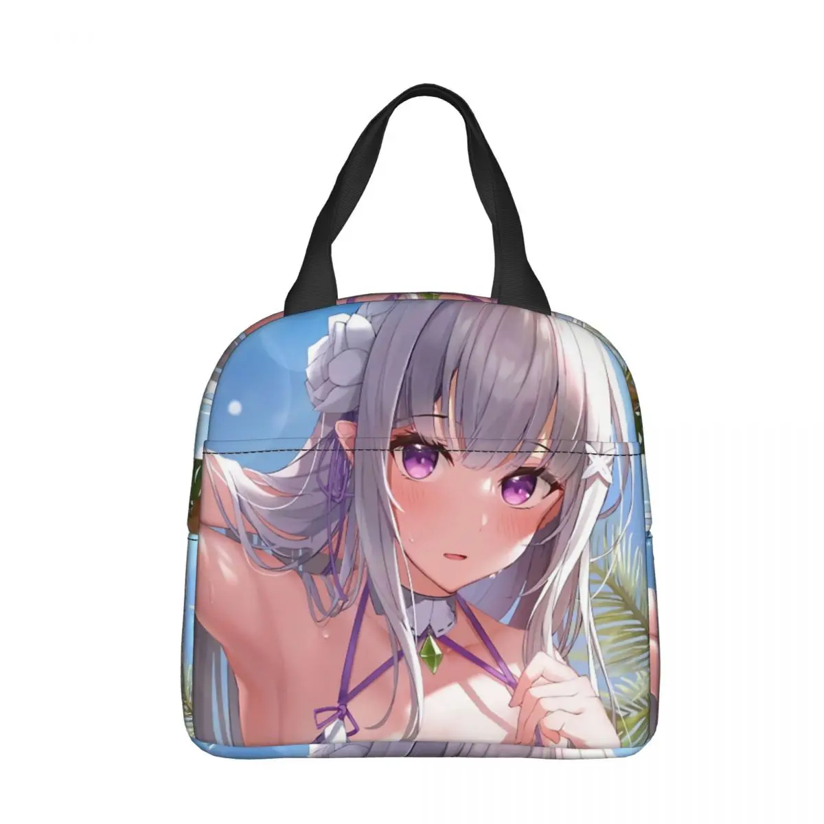 

Emilia In Summer Pattern Cooler Lunch BoxReZERO -Starting Life In Another World Mountaineering Thermal Insulation Portable Bags