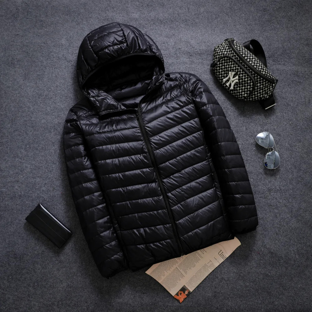 Men's All-Season Ultra Lightweight Packable Down Jacket Water and Wind-Resistant Breathable Coat Big Size Men Hoodies Jackets