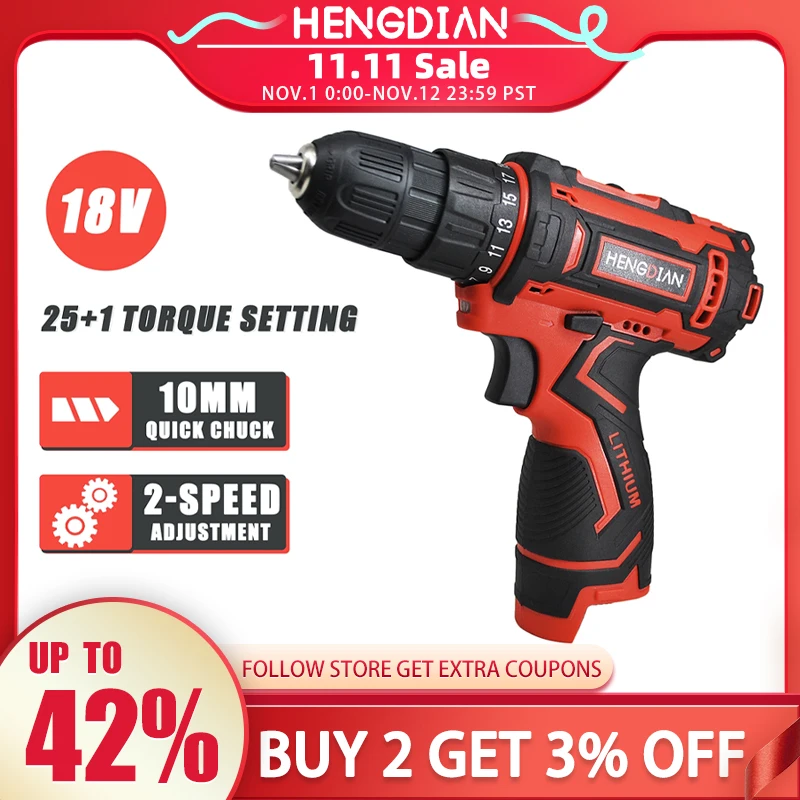 

18V New Sharker Cordless Drill Driver Screwdriver Mini Wireless Power Driver 25+1 Settings Home DIY Keyless