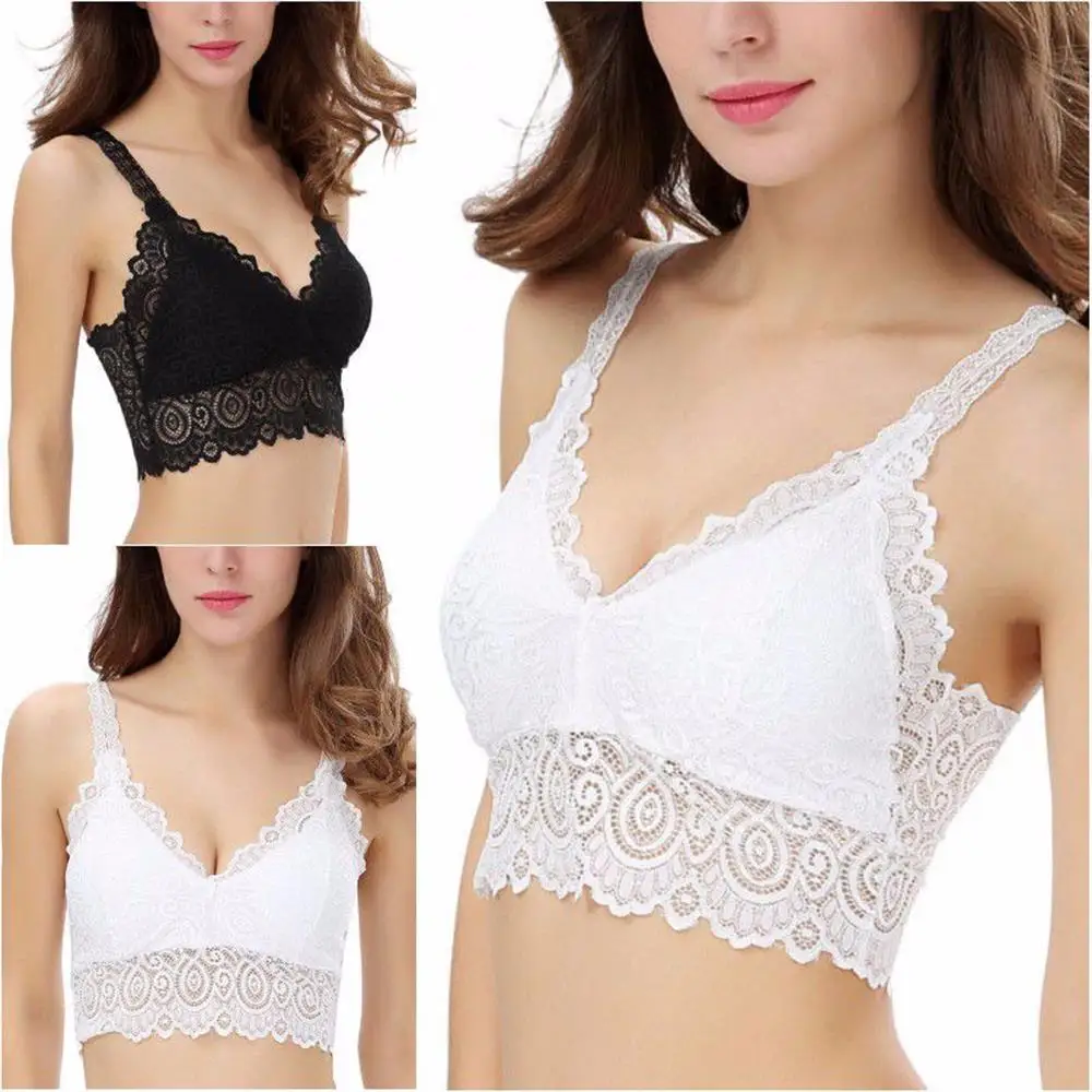 

Women Vest Summer Floral Lace Bra Bralette Bustier Crochet Padded Bra Crop Tops