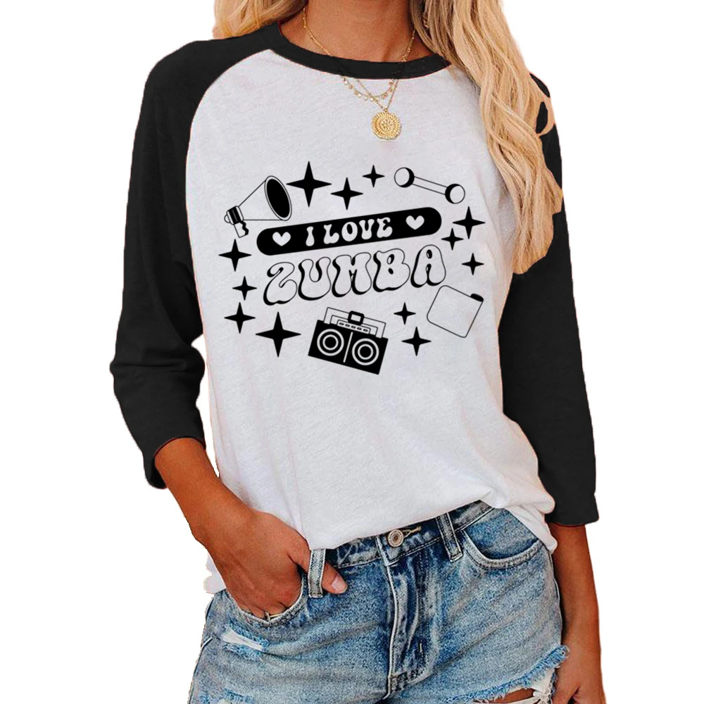 

I Love Zumba Print Women Fashion T-shirts Clothes Lady Long Sleeve Tops Tees Female Harajuku Daneing Graphic T-Shirt Camisetas