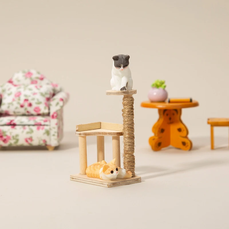 

1: 12 Dollhouse home furnishings Mini cat toy furnishings cat climbing rack