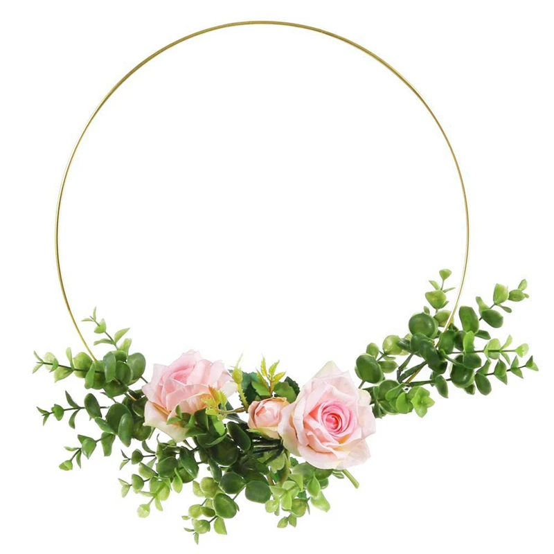 

15 Pack 14 Inch Large Metal Floral Hoop Wreath Macrame Gold Hoop Rings For DIY Wreath Decor