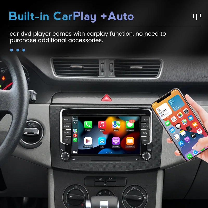 Автомагнитола CarPlay 2 ГБ + 32 Android 11 мультимедийный GPS для VW Volkswagen Polo/Tiguan/Golf 6