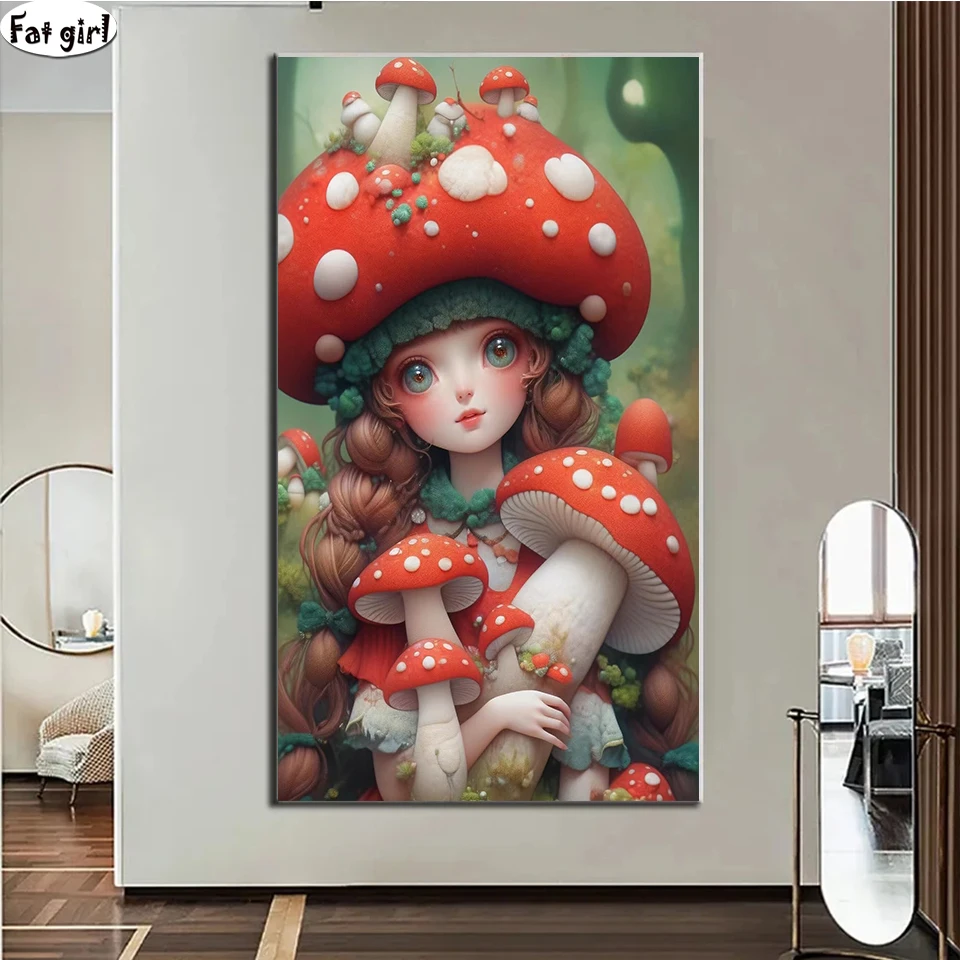 Большой размер Dream Mushroom Girl полная дрель алмазная живопись вышивка крестиком
