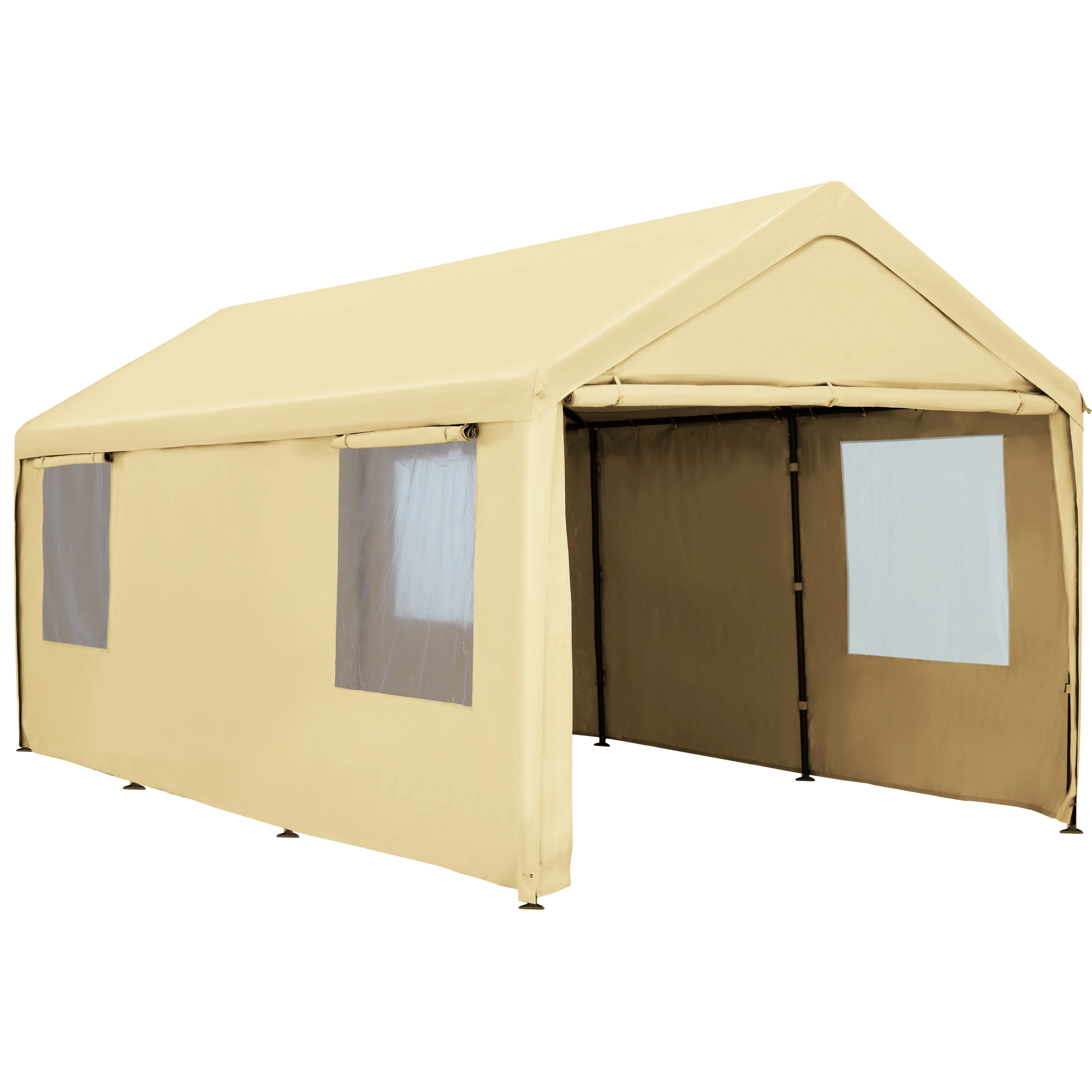 12x20ft Heavy Duty With Removable Sidewalls & Doors Portable Car Port Garage Shelter For Boat & Party
