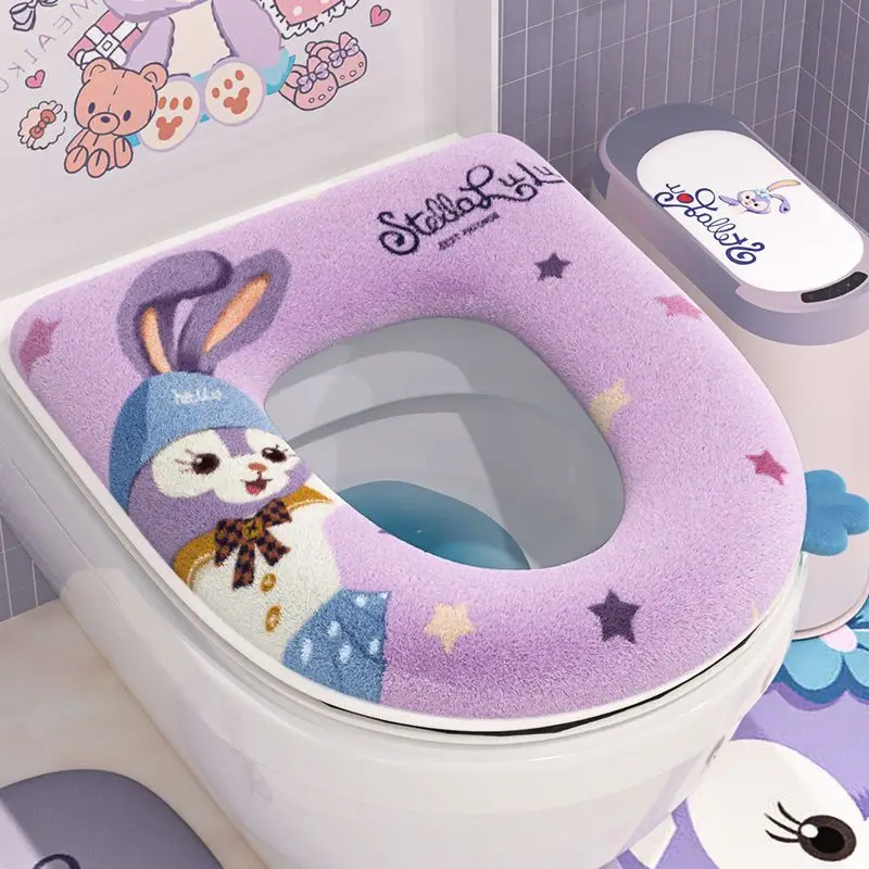 

Toilet Seat Cushion Plush Thickened Winter Cute Cartoon Seat Cushion All-weather Waterproof Zipper Cover
