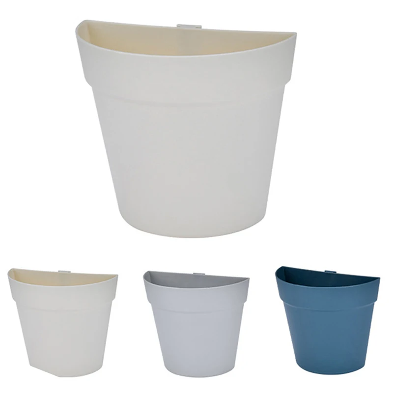 

Wall Mounted Plastic Potted Plant Flowerpot Creative Wall Hanging Planter Semi Circular Small Flower Pot Wall Decoration