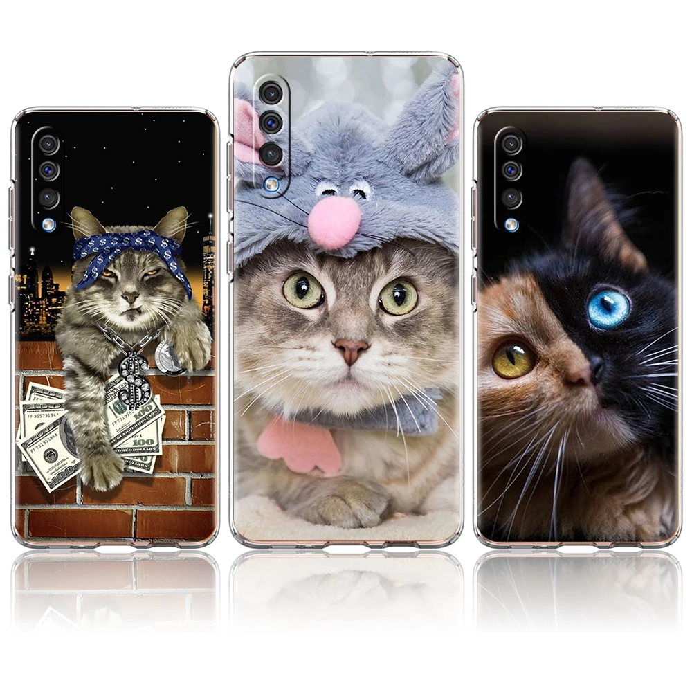 

Funny Cat Luxury Transparent Phone Case for Samsung Galaxy A12 A02 A03S A50 A70 A10 A10S A20 A30 A40 4G Soft Cover Fundas Coque
