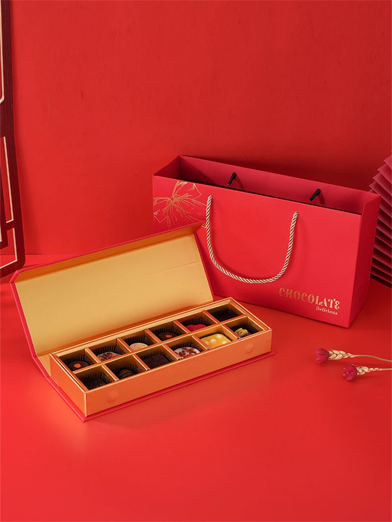 

12/18 Grids Chocolate Packaging Box Bag Set for Feb.14 Valentine's Day Wedding Party Candy Lover Gift Bag DIY Dessert Package