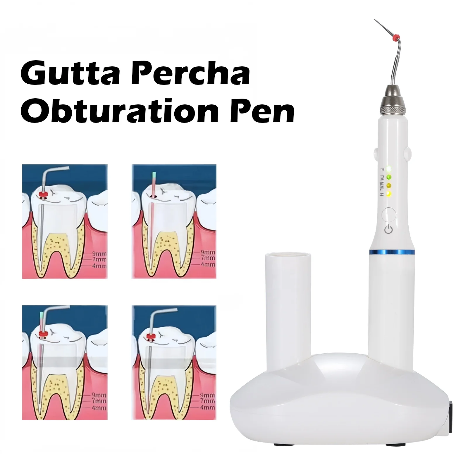 Фото Ручка для обтурации de ntal Gutta Percha, 2 секунды с подогревом, двойная зарядка с 4 эндо наконечниками, инструмент для определения tistry №2