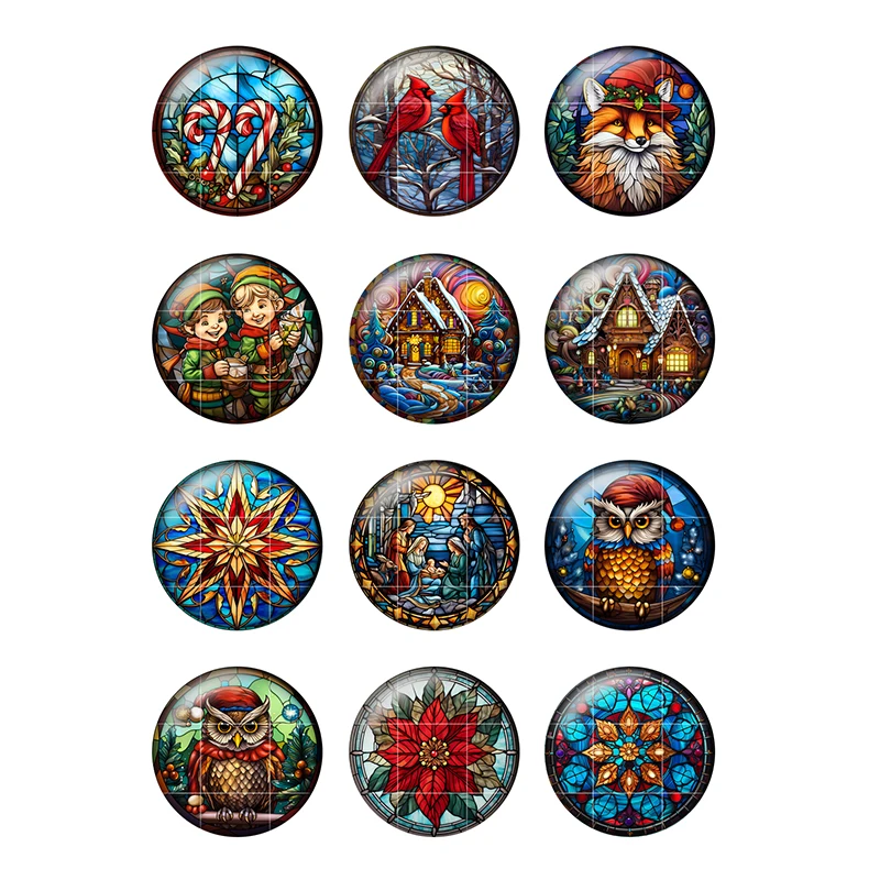 Стеклянный кабошон для украшения елки 12/16/18/25 мм