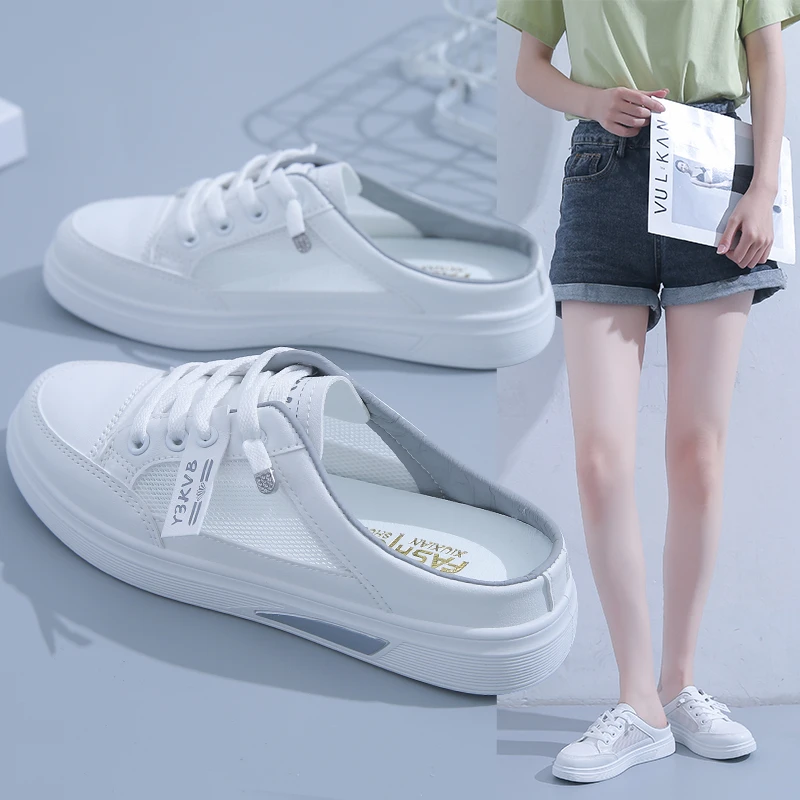 

Полутапочки Heelless baotou, женская одежда для улицы летом 2023, новые кожаные лоферы в конце толстых кожаных туфель
