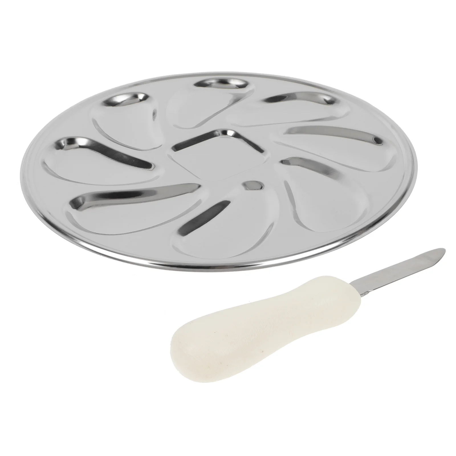 

Plate Serving Trays: Stainless Steel Grill Pan Shaped Dishes with for Scallop Lemons Sauce Oysters