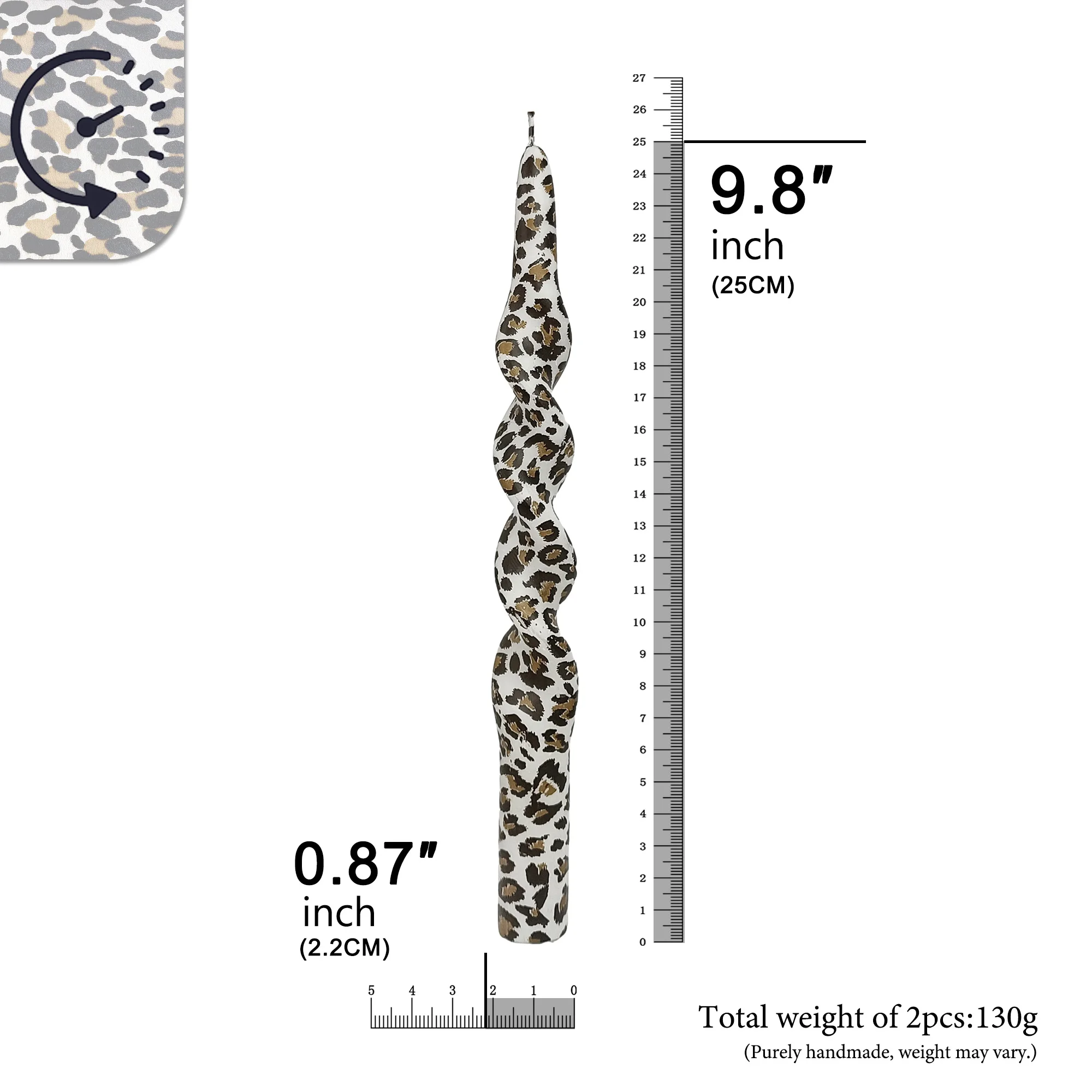 2 шт. Леопардовые свечи из парафина 9,8 дюйма