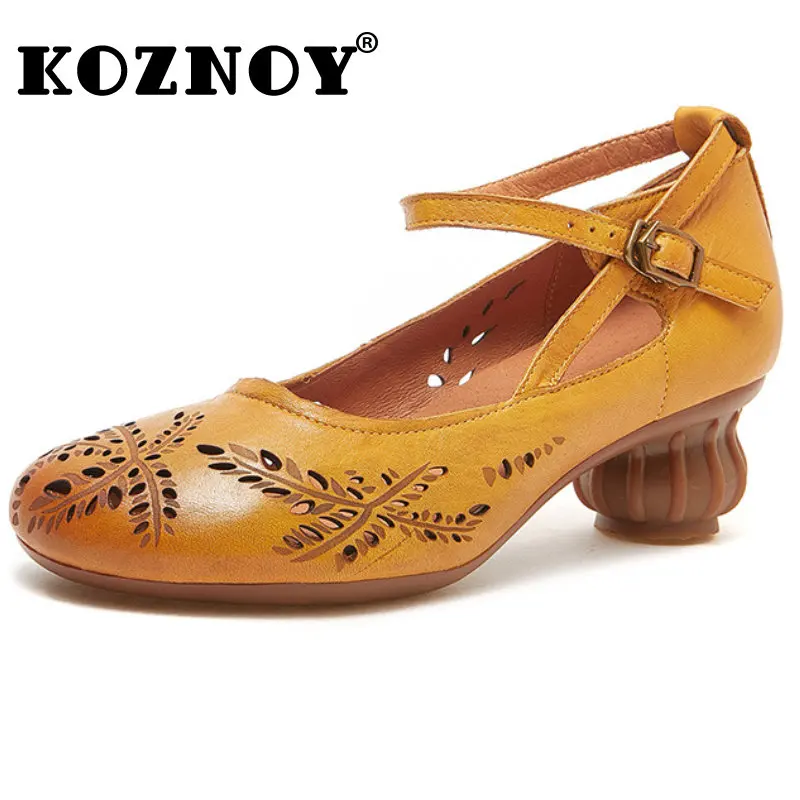 

Женские туфли из натуральной кожи с пряжкой, 4 см