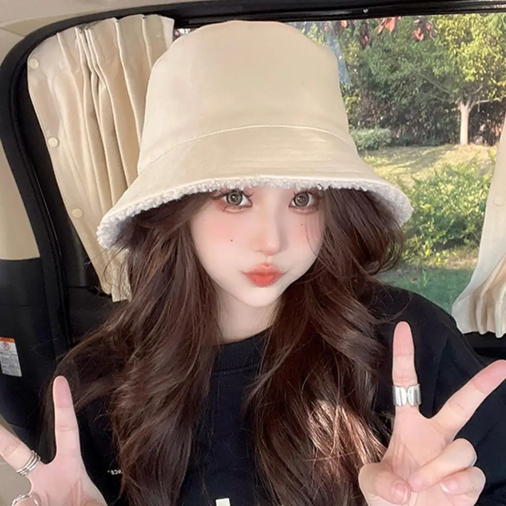 

Female Hat Stylish Super Soft Plush Pure Color Travel Fisherman Hat for Daily Wear Fisherman Hat Women Bucket Hat
