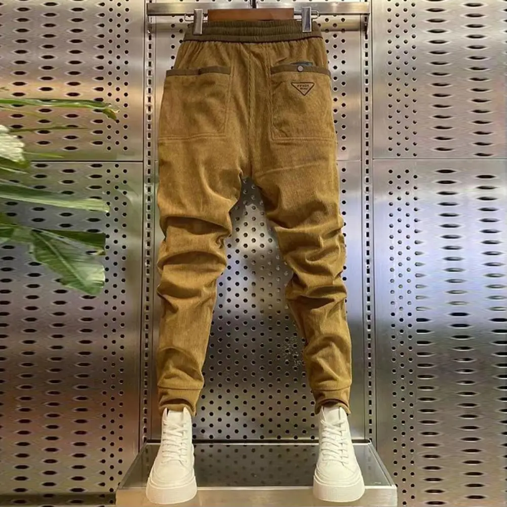 

Chic Harem Pants Elastic Waistband Soft Casual Pants Male Pure Color Harem Casual Trousers