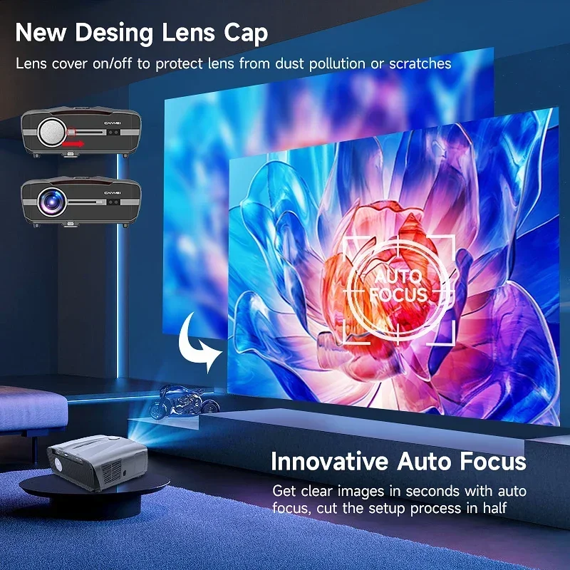 Проектор Android TV CAIWEI 13000LM WiFi 6 Bluetooth-проектор 4K Открытый проектор с 7000+ приложениями