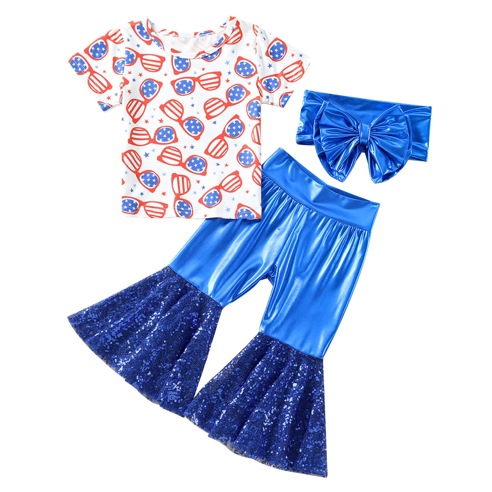 

Футболка с принтом и блестками для девочек 0-7 лет